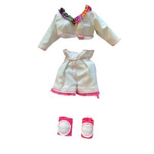 Vintage Barbie 1991 Rollerblade Outfit Top Shorts Knee Pads White Vinyl Pink